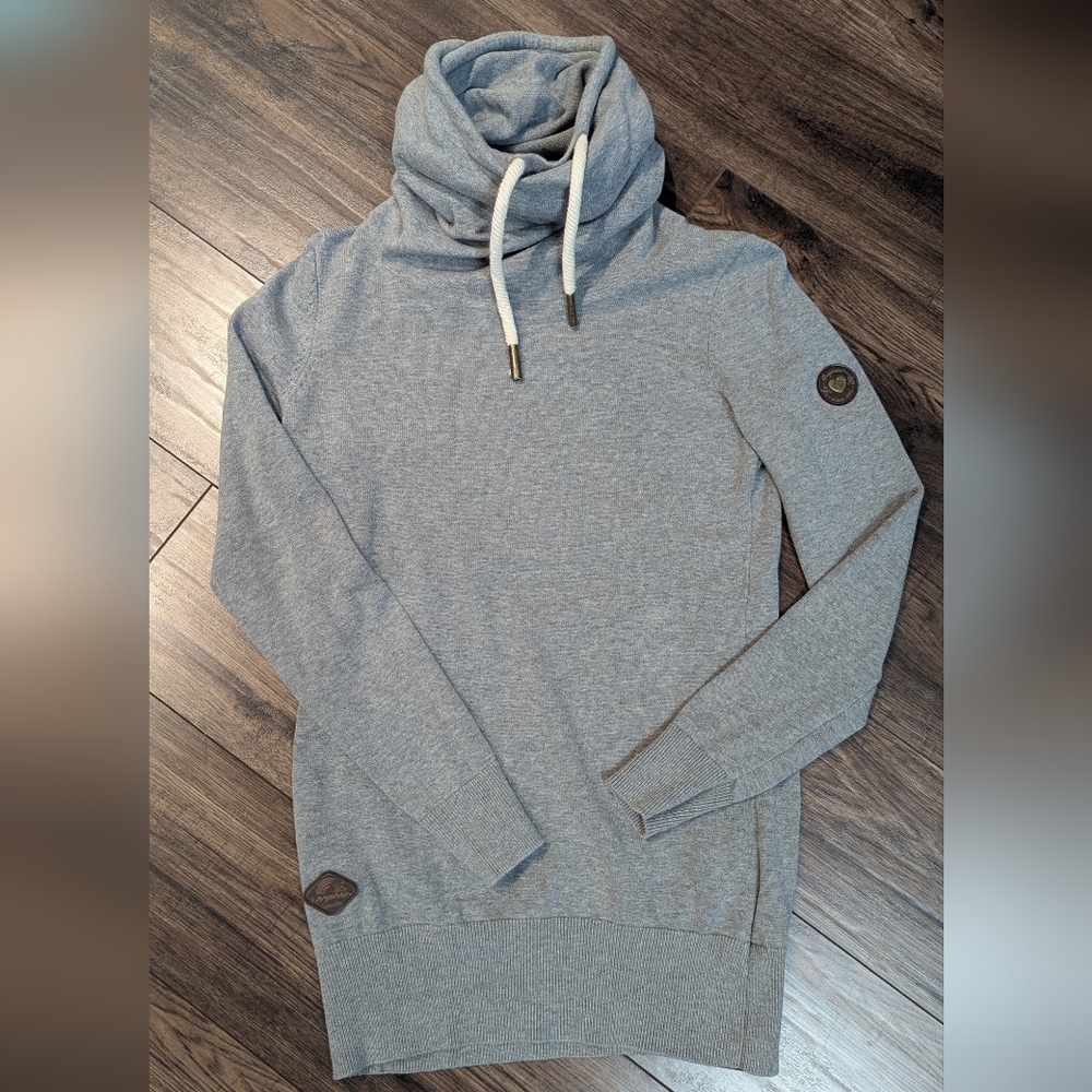 Ragwear Grey Cowl Neck Sweater with Patch Detail